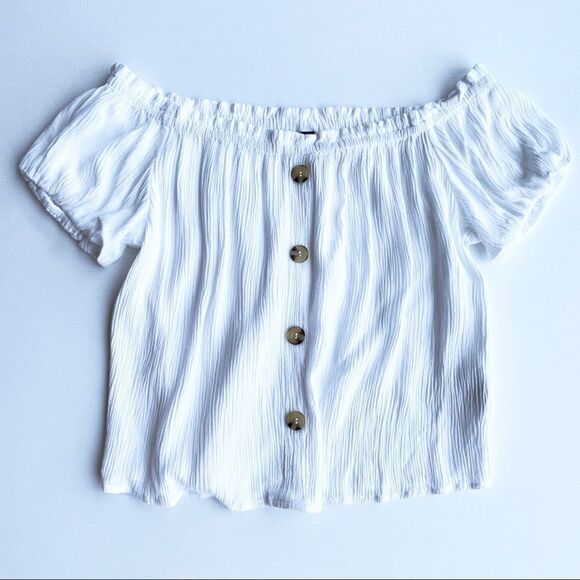 𝅺DIVIDED by H&M Juniors off shoulder white top Size 4  - Picture 1 of 6